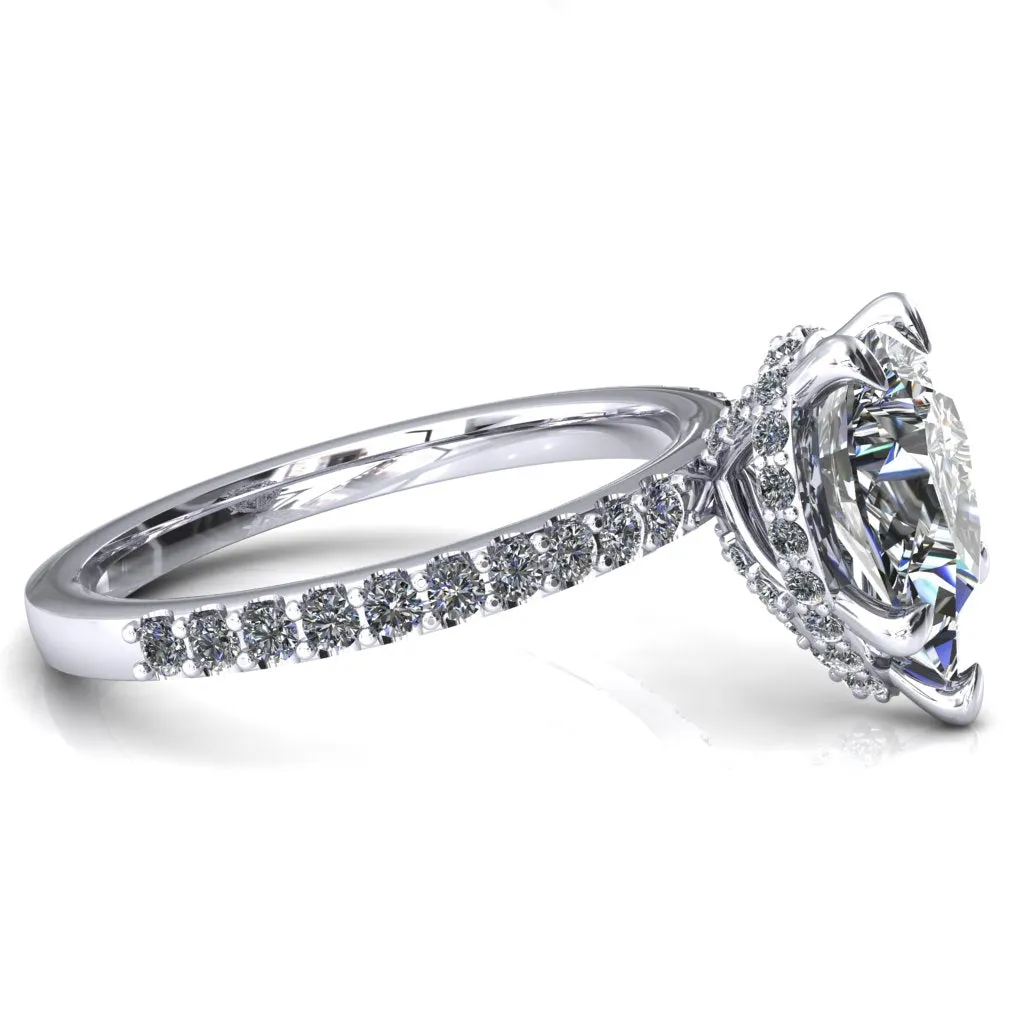 Aldona Pear Center Stone Diamond Under Bezel 1/2 Eternity Ring