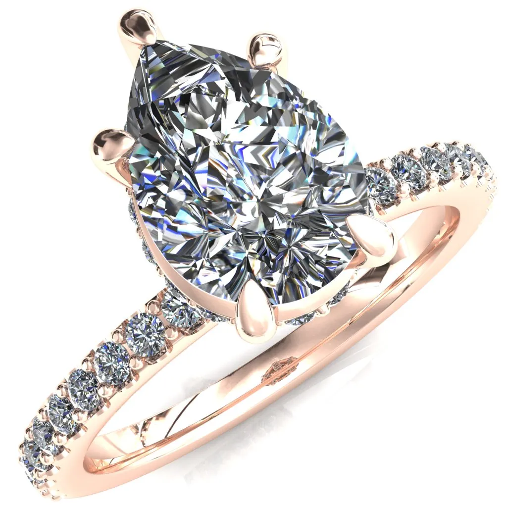 Aldona Pear Center Stone Diamond Under Bezel 1/2 Eternity Ring