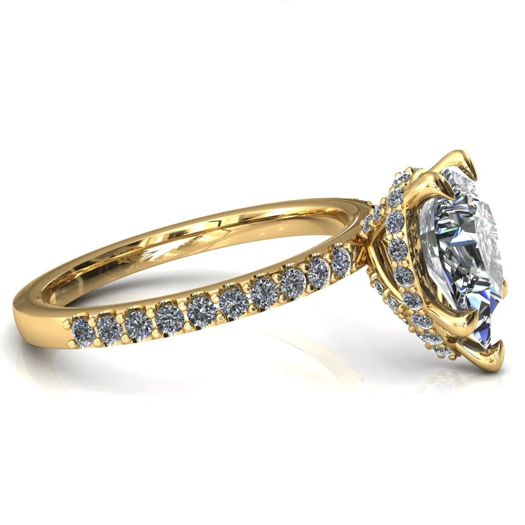 Aldona Pear Center Stone Diamond Under Bezel 1/2 Eternity Ring