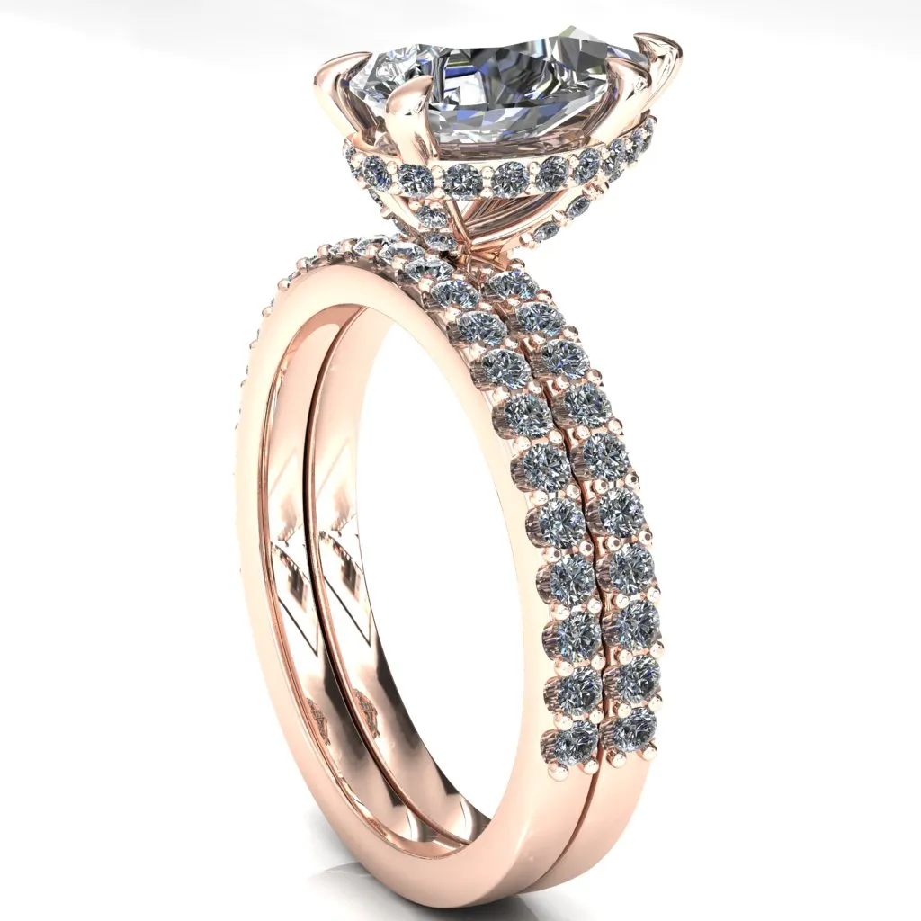 Aldona Pear Center Stone Diamond Under Bezel 1/2 Eternity Ring