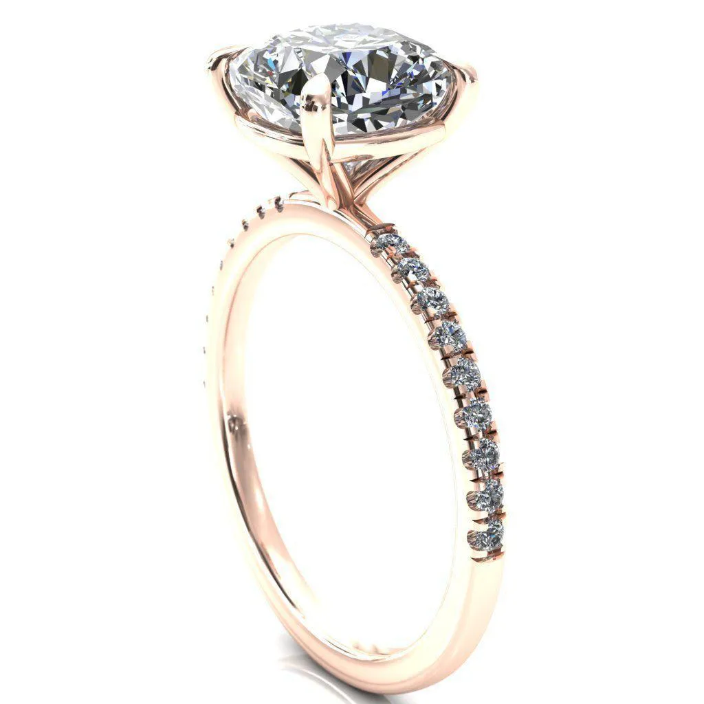 Alessandra Cushion Center Stone 4 Claw Prong Diamond Accent Engagement Ring