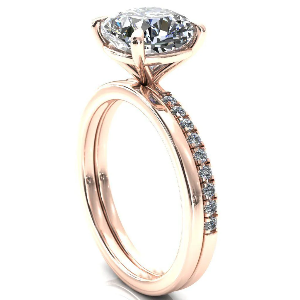Alessandra Cushion Center Stone 4 Claw Prong Diamond Accent Engagement Ring