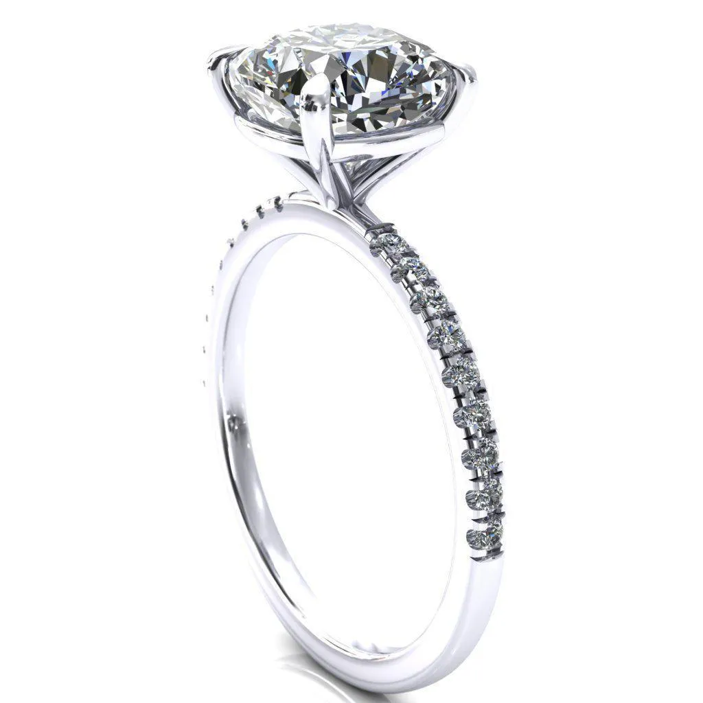Alessandra Cushion Center Stone 4 Claw Prong Diamond Accent Engagement Ring