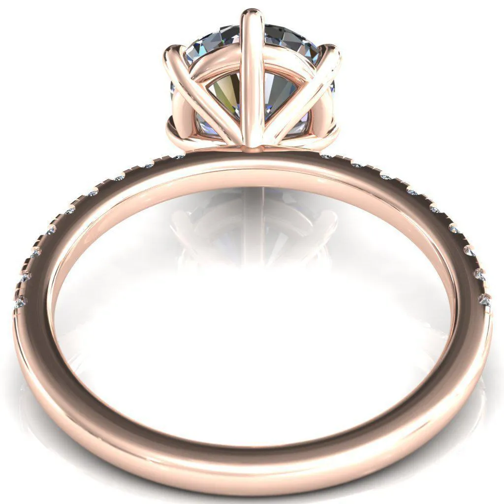 Alessandra Round Center Stone 6 Claw Prong Diamond Accent Engagement Ring