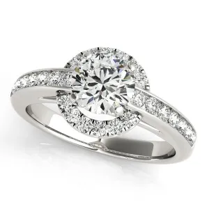 Ally Round Center Stone Two Tone Halo Channel Engagement Ring