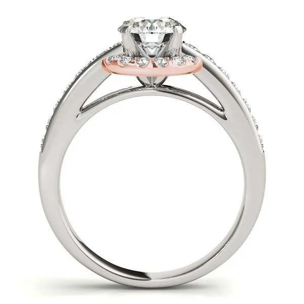 Ally Round Center Stone Two Tone Halo Channel Engagement Ring