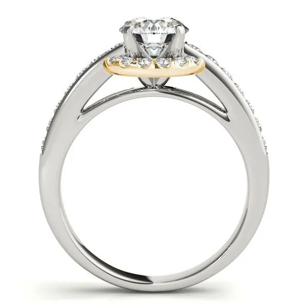 Ally Round Center Stone Two Tone Halo Channel Engagement Ring