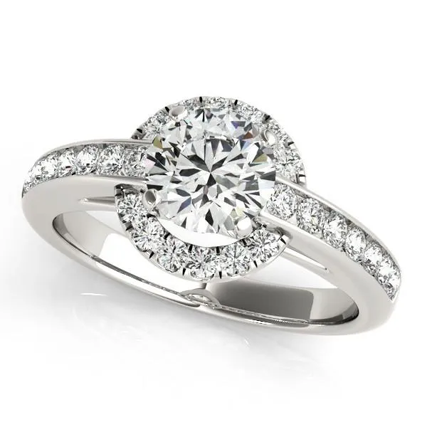 Ally Round Center Stone Two Tone Halo Channel Engagement Ring