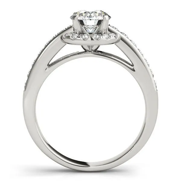 Ally Round Center Stone Two Tone Halo Channel Engagement Ring