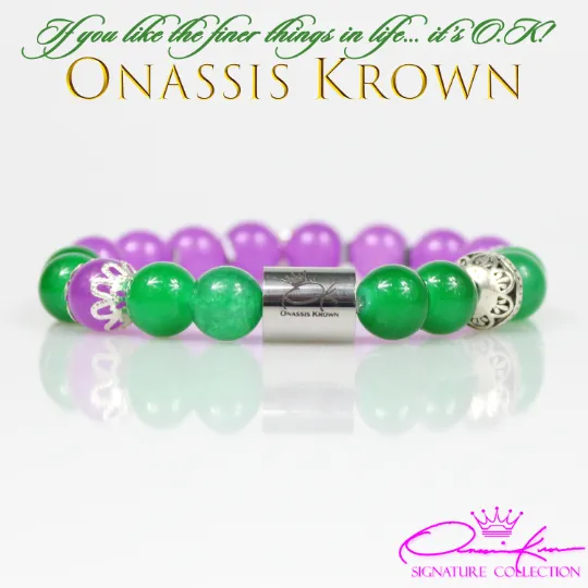 Alpha Soror Green Frog Bead Bracelet