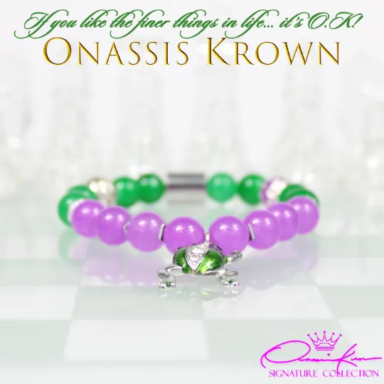 Alpha Soror Green Frog Bead Bracelet