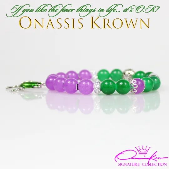 Alpha Soror Green Frog Bead Bracelet