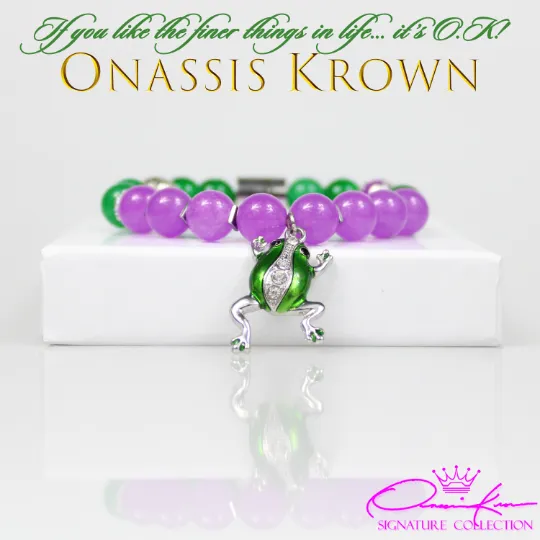Alpha Soror Green Frog Bead Bracelet