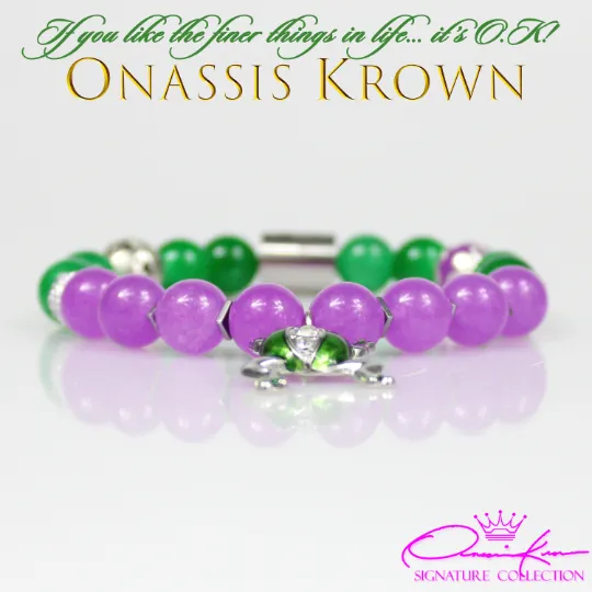 Alpha Soror Green Frog Bead Bracelet