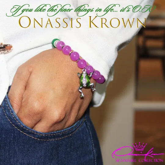 Alpha Soror Green Frog Bead Bracelet