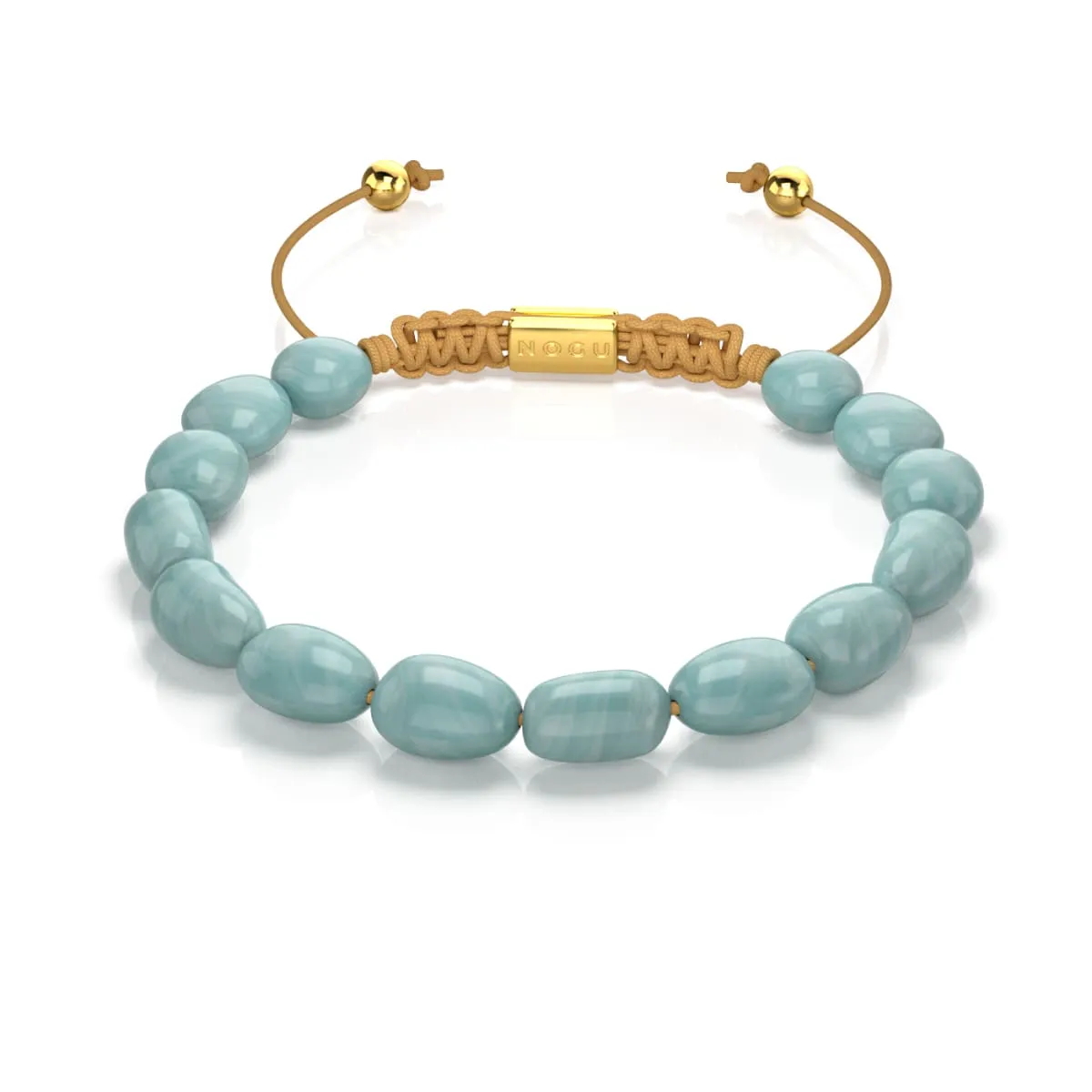 Amazonite | Gold | Gemstone Pebble Macrame Bracelet