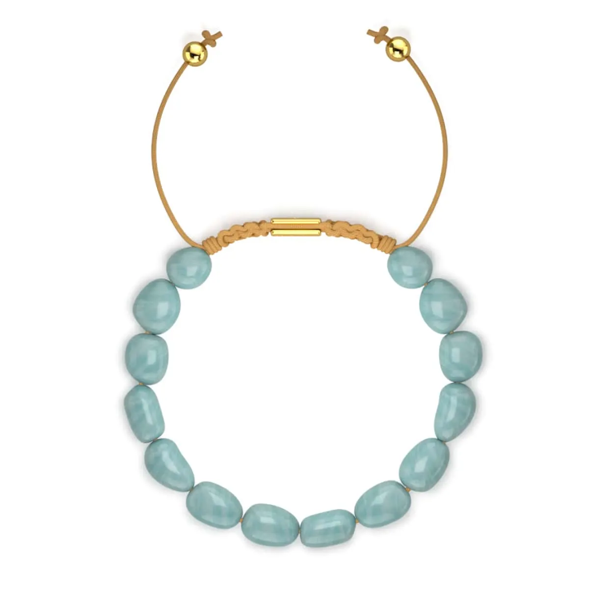 Amazonite | Gold | Gemstone Pebble Macrame Bracelet