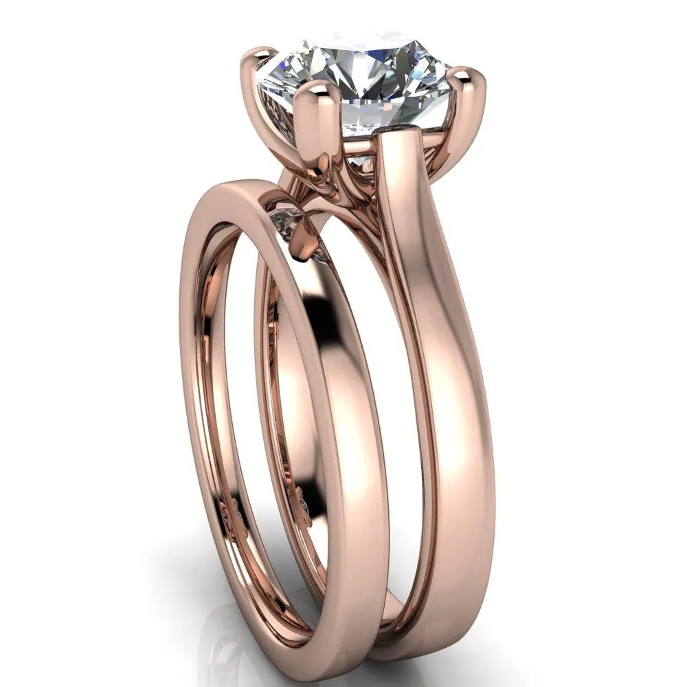 Amelia Round Center Stone 4 Prong Opposite Gallery Cathedral Ring