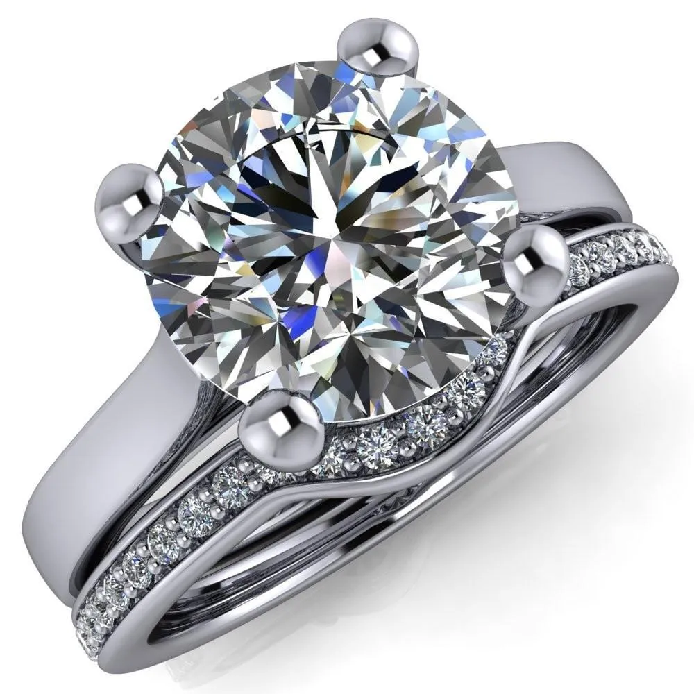 Amelia Round Center Stone 4 Prong Opposite Gallery Cathedral Ring