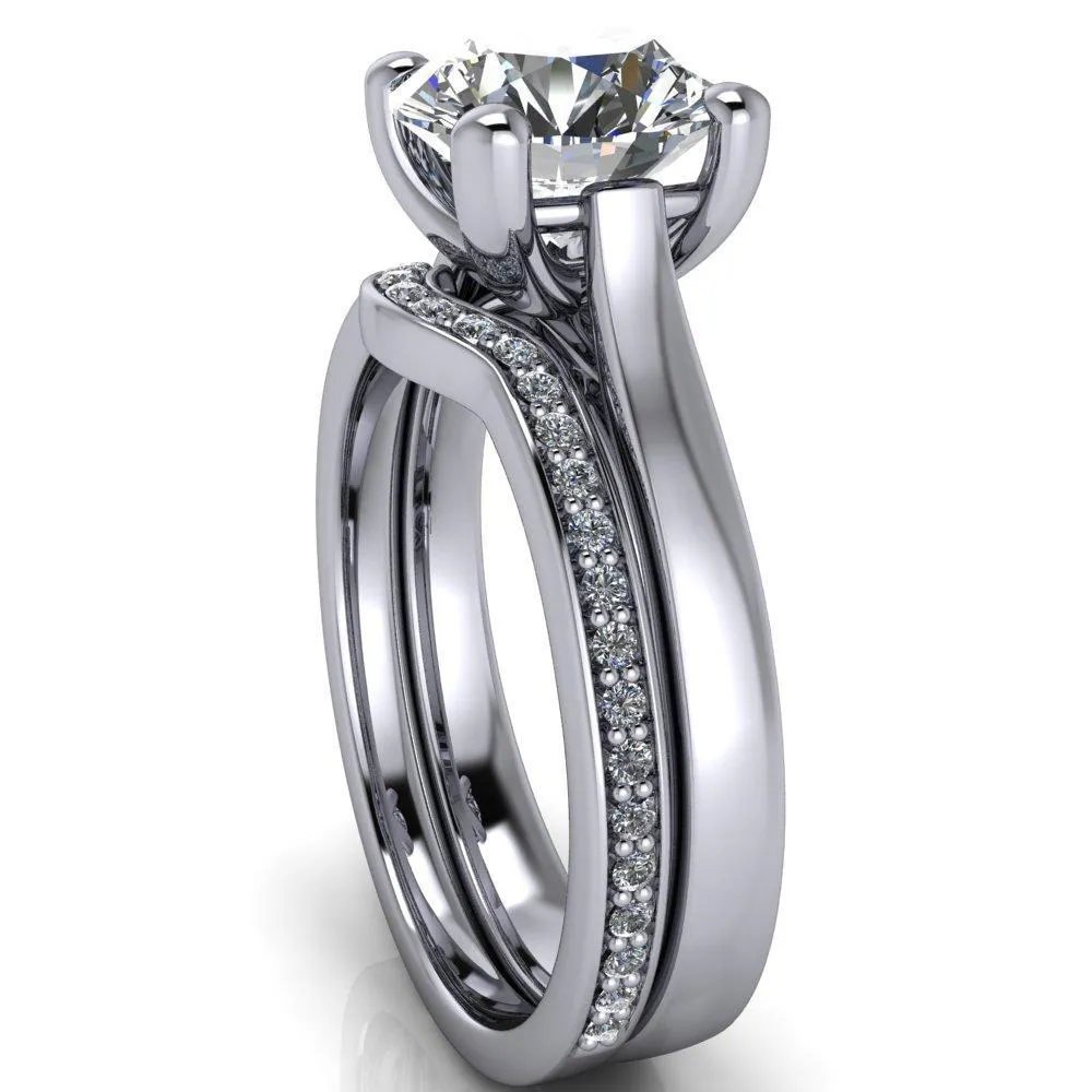 Amelia Round Center Stone 4 Prong Opposite Gallery Cathedral Ring