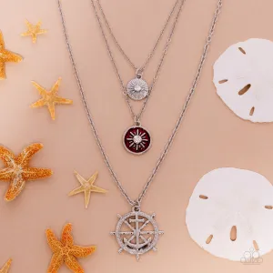 Anchor Arrangement - Red - Ship's Wheel Tiered Paparazzi Short Necklace
