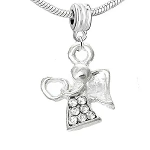 Angel with Clear  Crystals Bead Compatible for Most European Snake Chain Bracelet