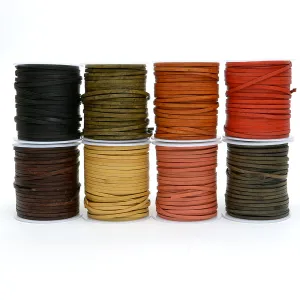 Antique two-tone cowhide flat strap Oil Leather Cord Natural leather strap MLT- P0000DRH
