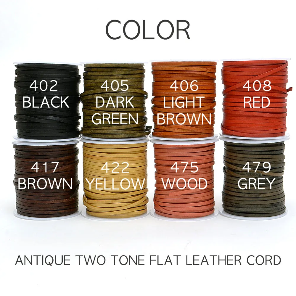 Antique two-tone cowhide flat strap Oil Leather Cord Natural leather strap MLT- P0000DRH