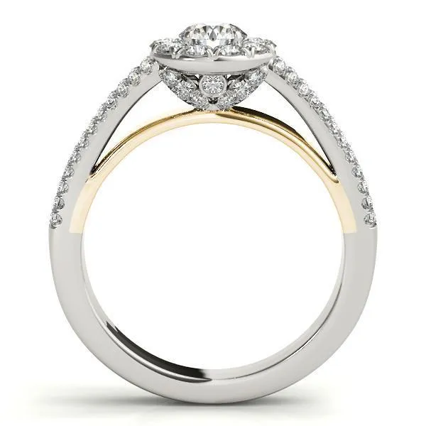 Anya Round Center Stone Two Tone Shank Split Cathedral Engagement Ring