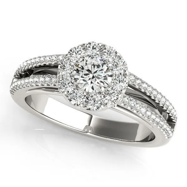 Anya Round Center Stone Two Tone Shank Split Cathedral Engagement Ring