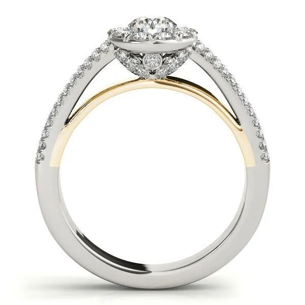 Anya Round Center Stone Two Tone Shank Split Cathedral Engagement Ring