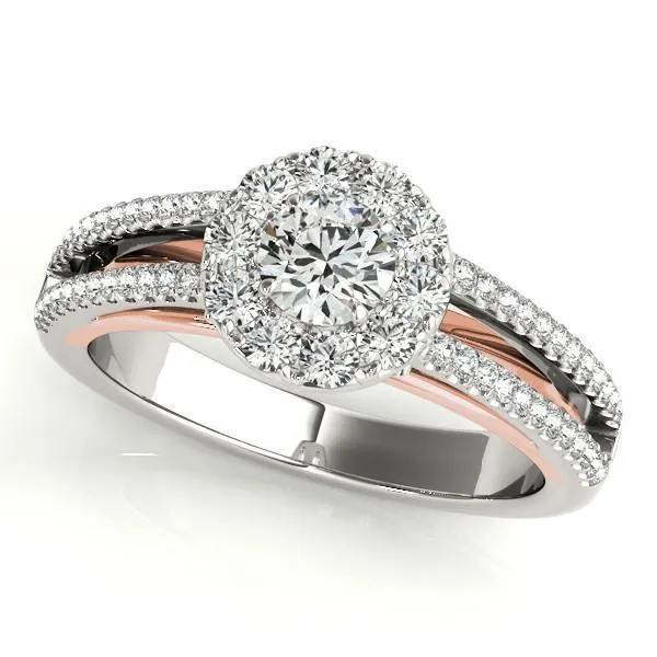 Anya Round Center Stone Two Tone Shank Split Cathedral Engagement Ring