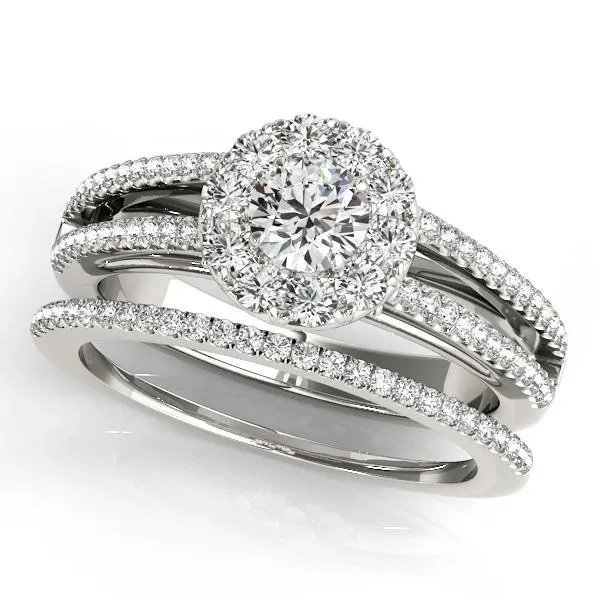 Anya Round Center Stone Two Tone Shank Split Cathedral Engagement Ring