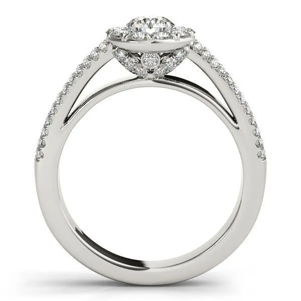 Anya Round Center Stone Two Tone Shank Split Cathedral Engagement Ring