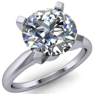 Ariana Round Center Stone Classic 4 Prong Collar Pinched Shank Solitaire Ring