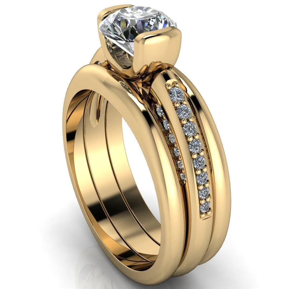 Ariela Round Center Stone U Gallery Lucerne Set Diamond Front and Side Solitaire Ring