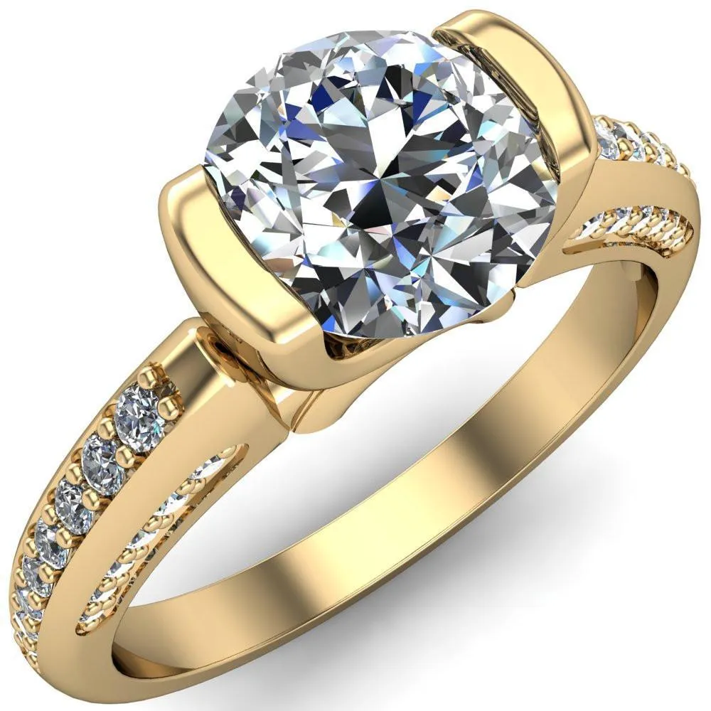 Ariela Round Center Stone U Gallery Lucerne Set Diamond Front and Side Solitaire Ring
