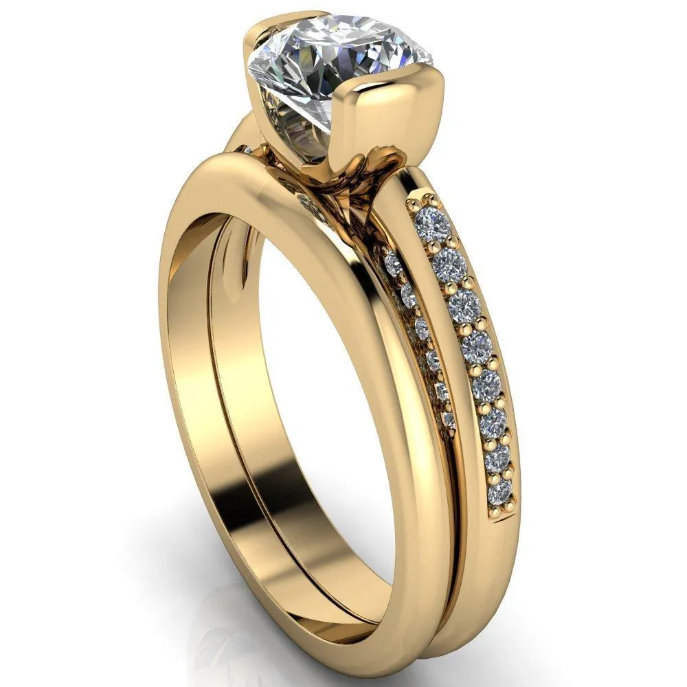 Ariela Round Center Stone U Gallery Lucerne Set Diamond Front and Side Solitaire Ring
