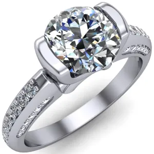 Ariela Round Center Stone U Gallery Lucerne Set Diamond Front and Side Solitaire Ring