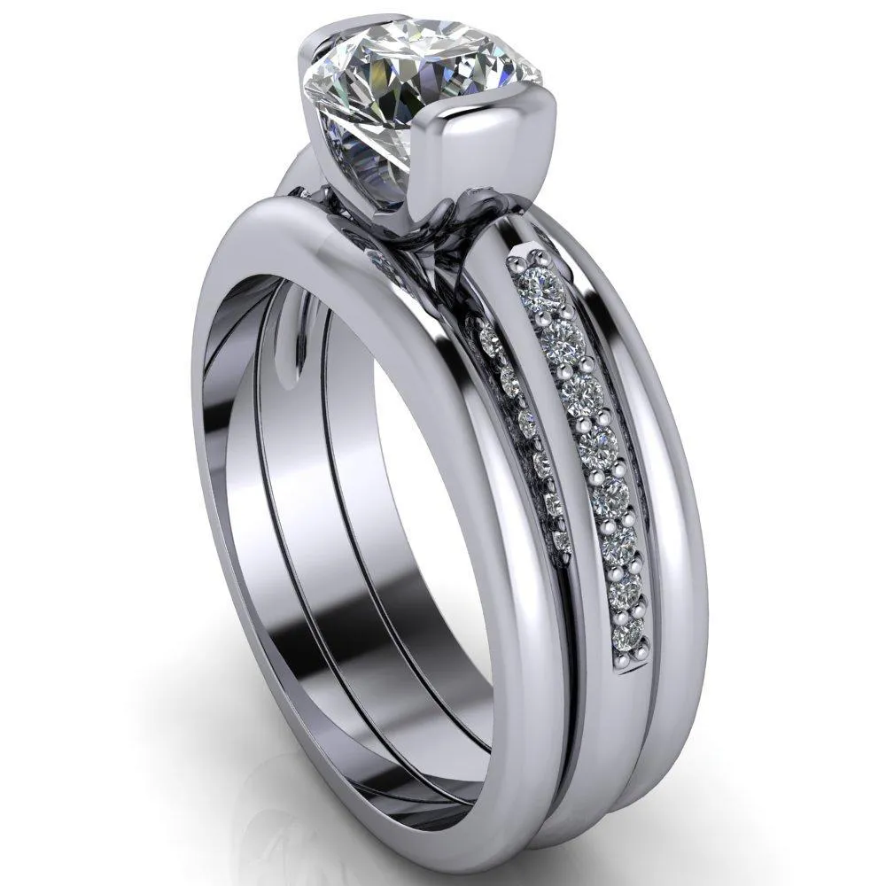 Ariela Round Center Stone U Gallery Lucerne Set Diamond Front and Side Solitaire Ring