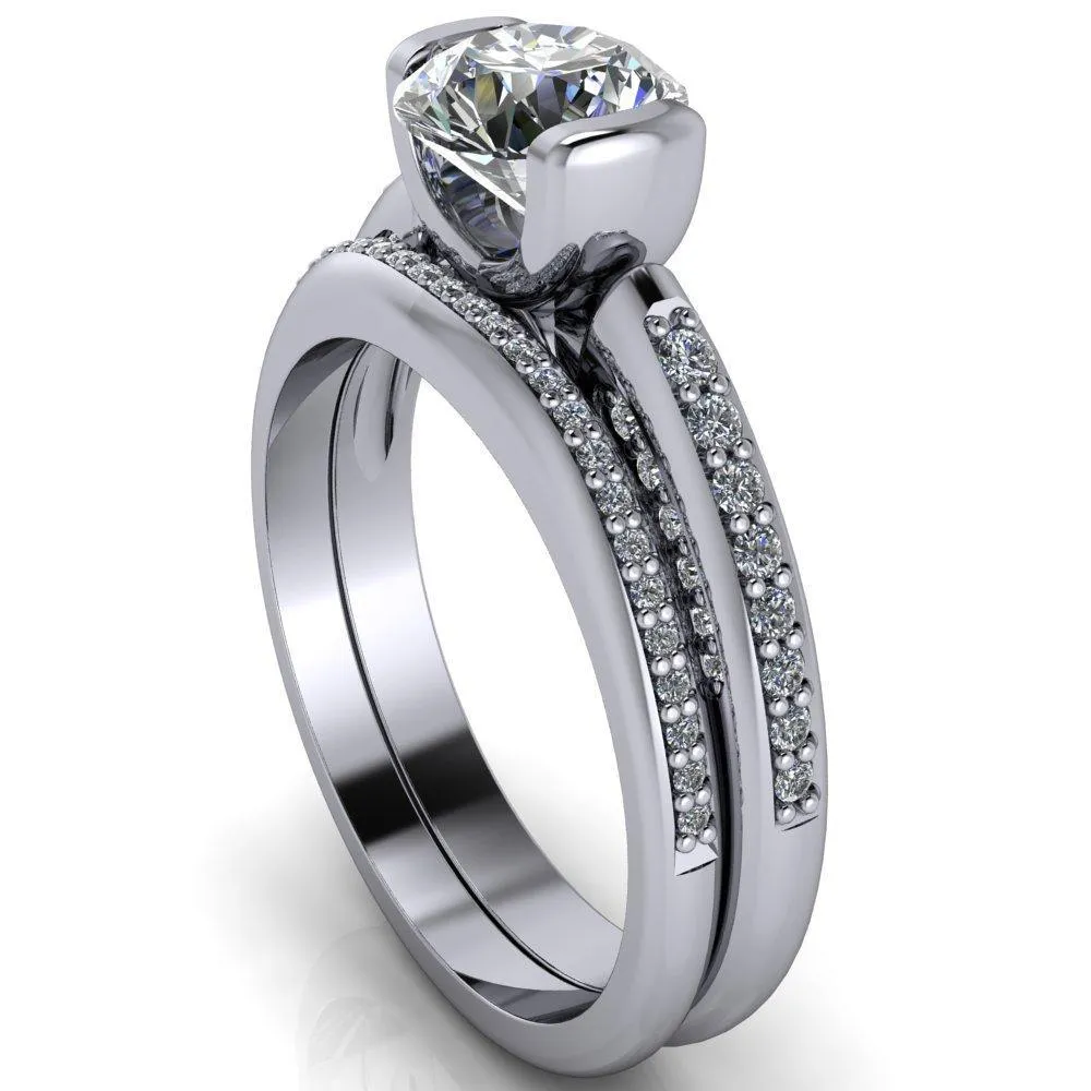 Ariela Round Center Stone U Gallery Lucerne Set Diamond Front and Side Solitaire Ring