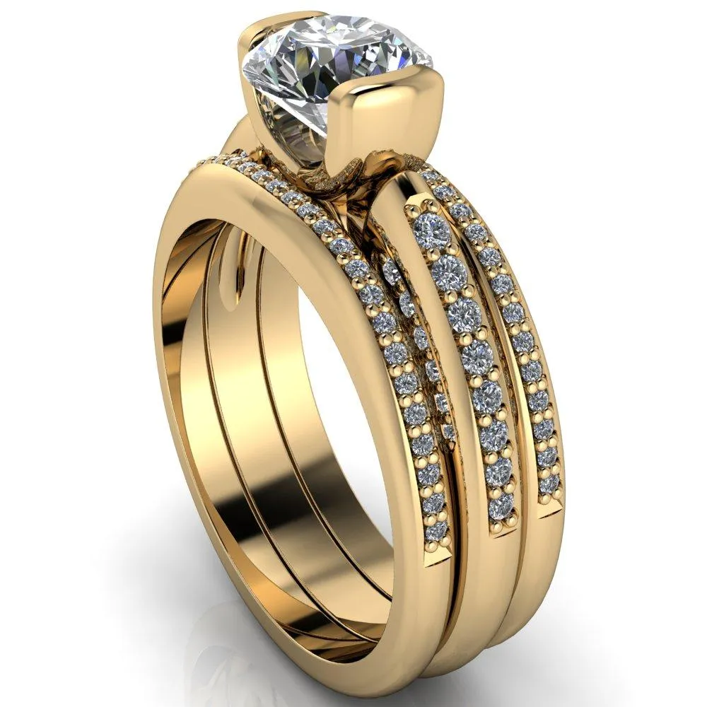 Ariela Round Center Stone U Gallery Lucerne Set Diamond Front and Side Solitaire Ring