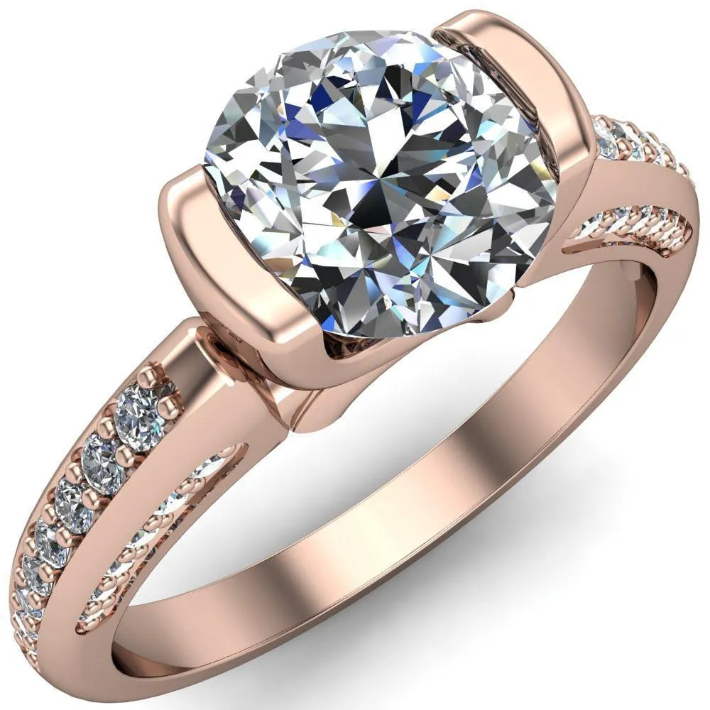 Ariela Round Center Stone U Gallery Lucerne Set Diamond Front and Side Solitaire Ring