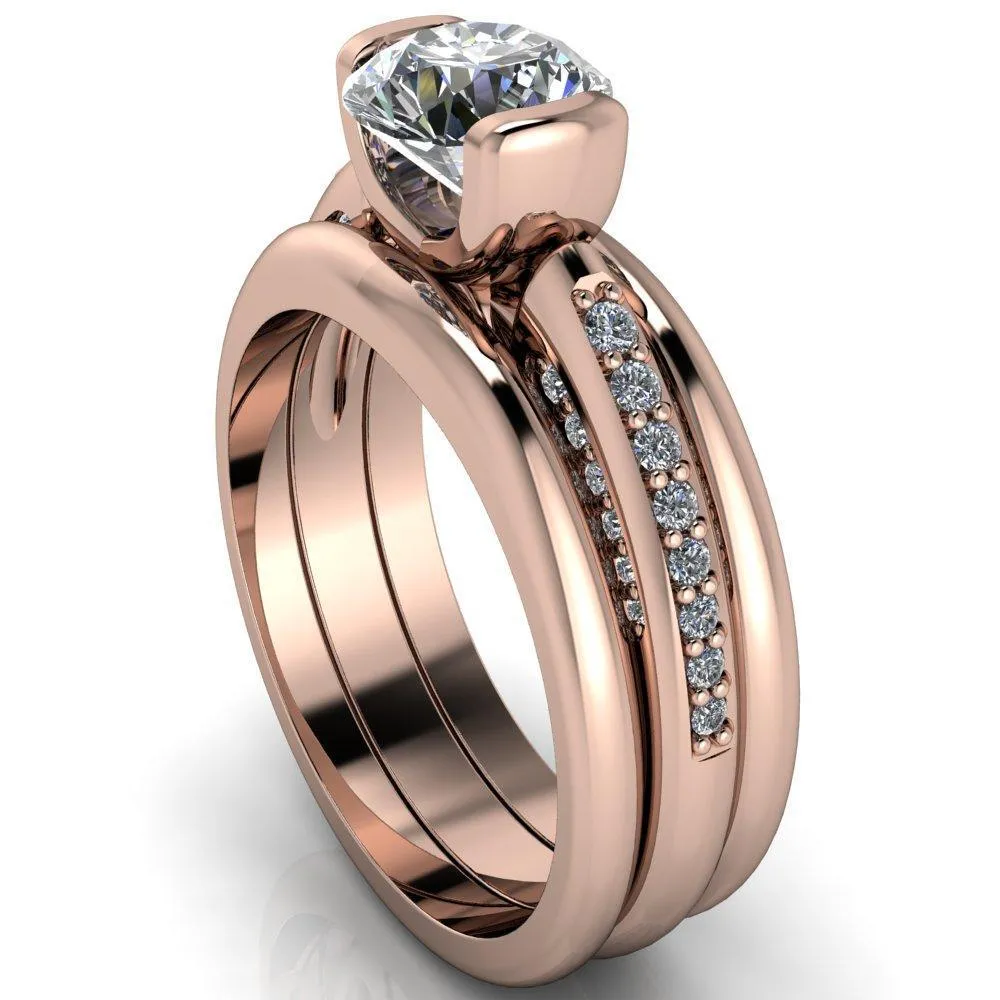 Ariela Round Center Stone U Gallery Lucerne Set Diamond Front and Side Solitaire Ring