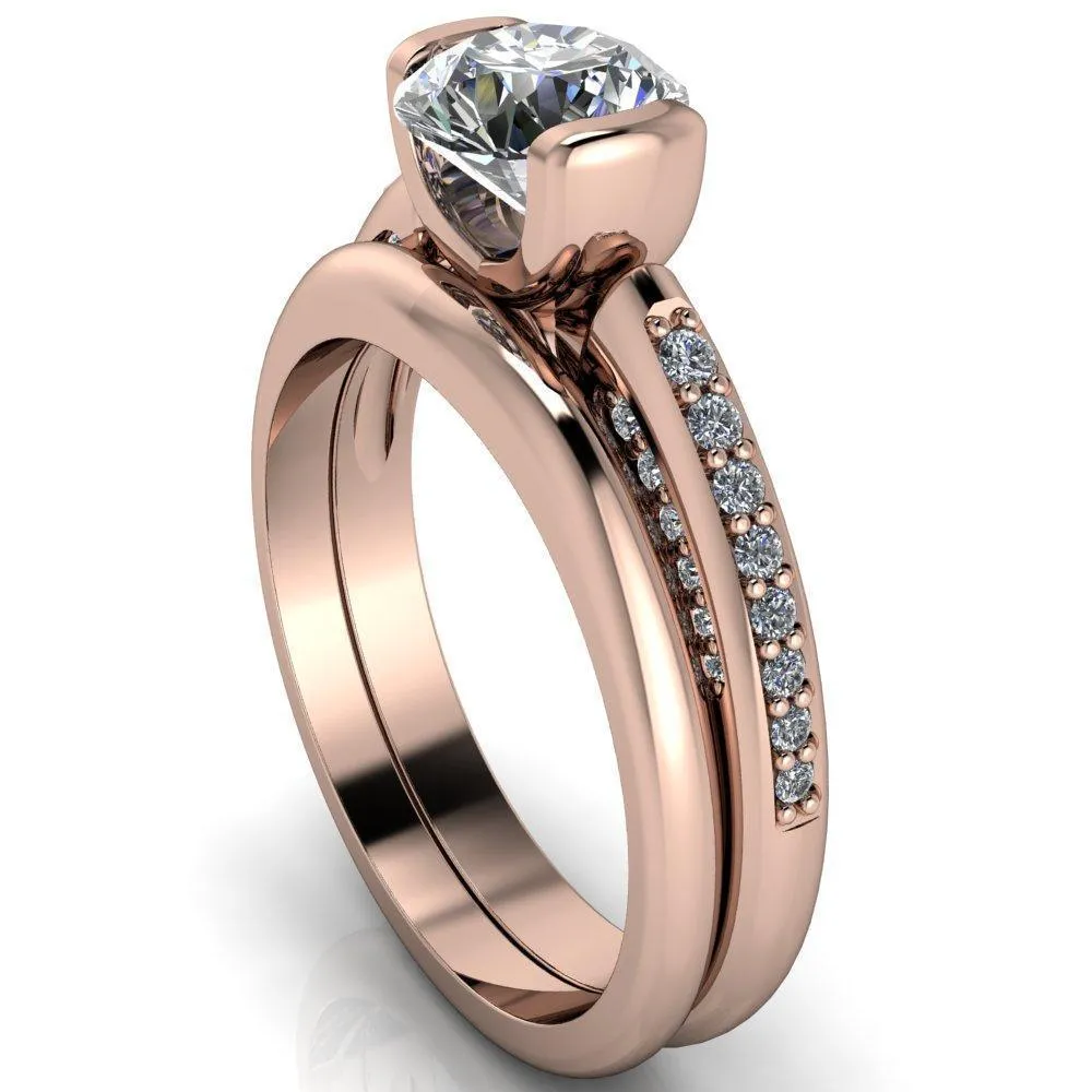 Ariela Round Center Stone U Gallery Lucerne Set Diamond Front and Side Solitaire Ring