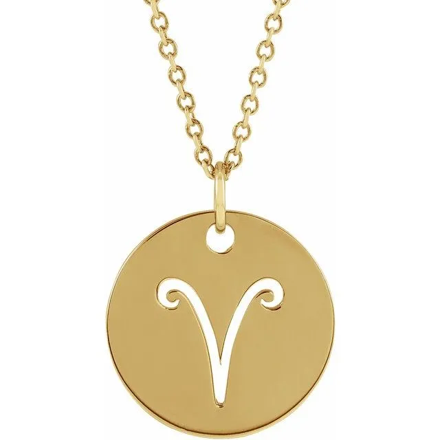 Aries Disc Zodiac Pendant