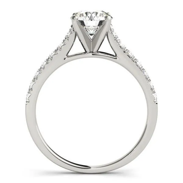 Arly Round Center Stone Diamond Micro-Pave 4 Prong Cathedral Ring