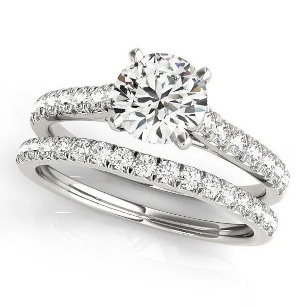 Arly Round Center Stone Diamond Micro-Pave 4 Prong Cathedral Ring