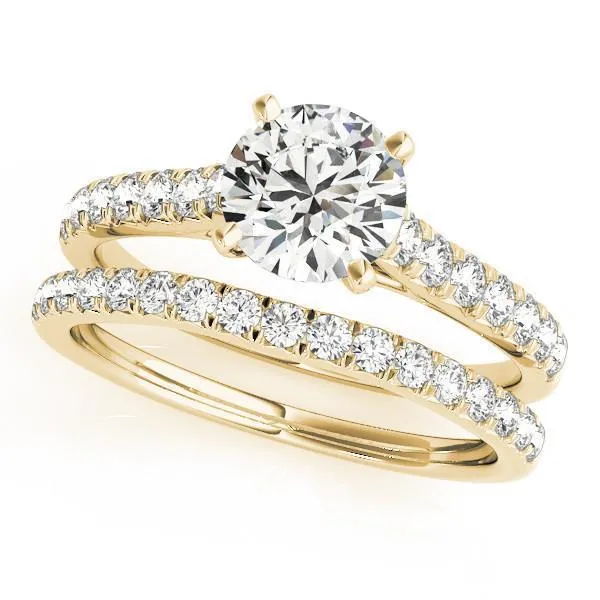 Arly Round Center Stone Diamond Micro-Pave 4 Prong Cathedral Ring