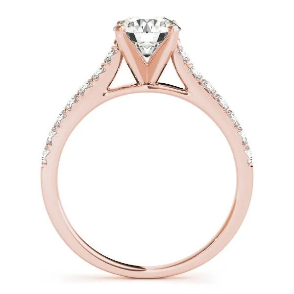 Arly Round Center Stone Diamond Micro-Pave 4 Prong Cathedral Ring